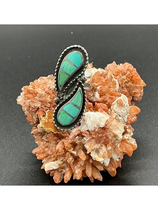Zuni Jewelry - Zuni Native American Turquoise Inlay Ring R179